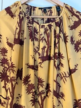 Scotch & Soda Yellow with Brown Tropical Print top